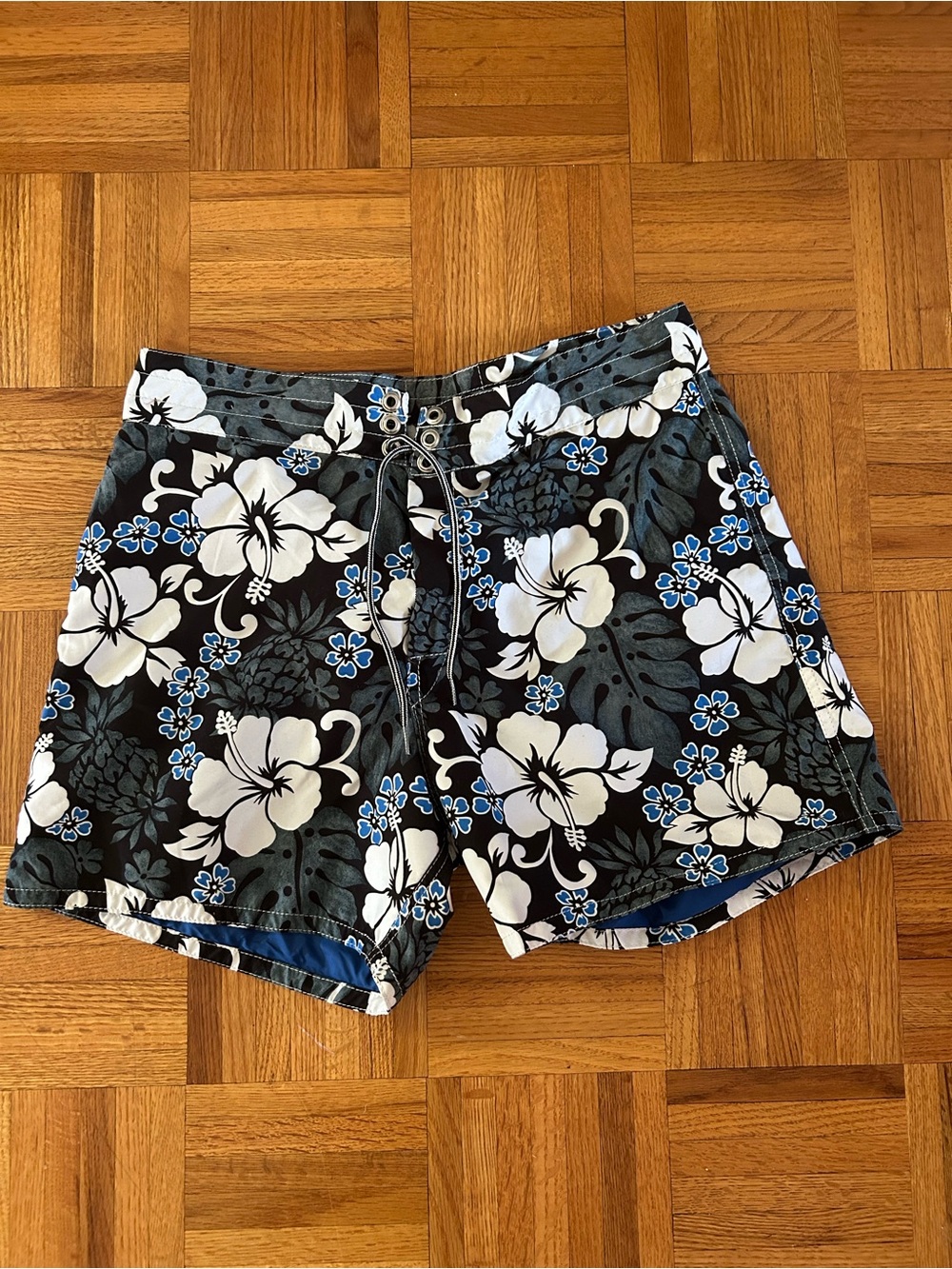 Birdwell Black/blue Floral Swim Trunks